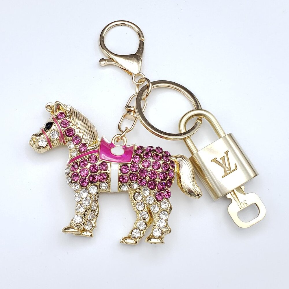 Authentic Louis Vuitton Lock & Key with Unbranded Horse Charm, Keychain - Picture 1 of 12